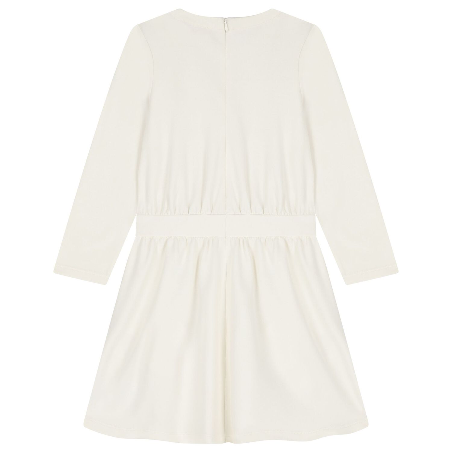 Girls Ivory & Gold Logo Dress, 1, hi-res