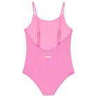 Girls Pink Embellished Logo Swimsuit, 1, hi-res