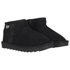 Girls Black Faux Suede Boots, 4, hi-res