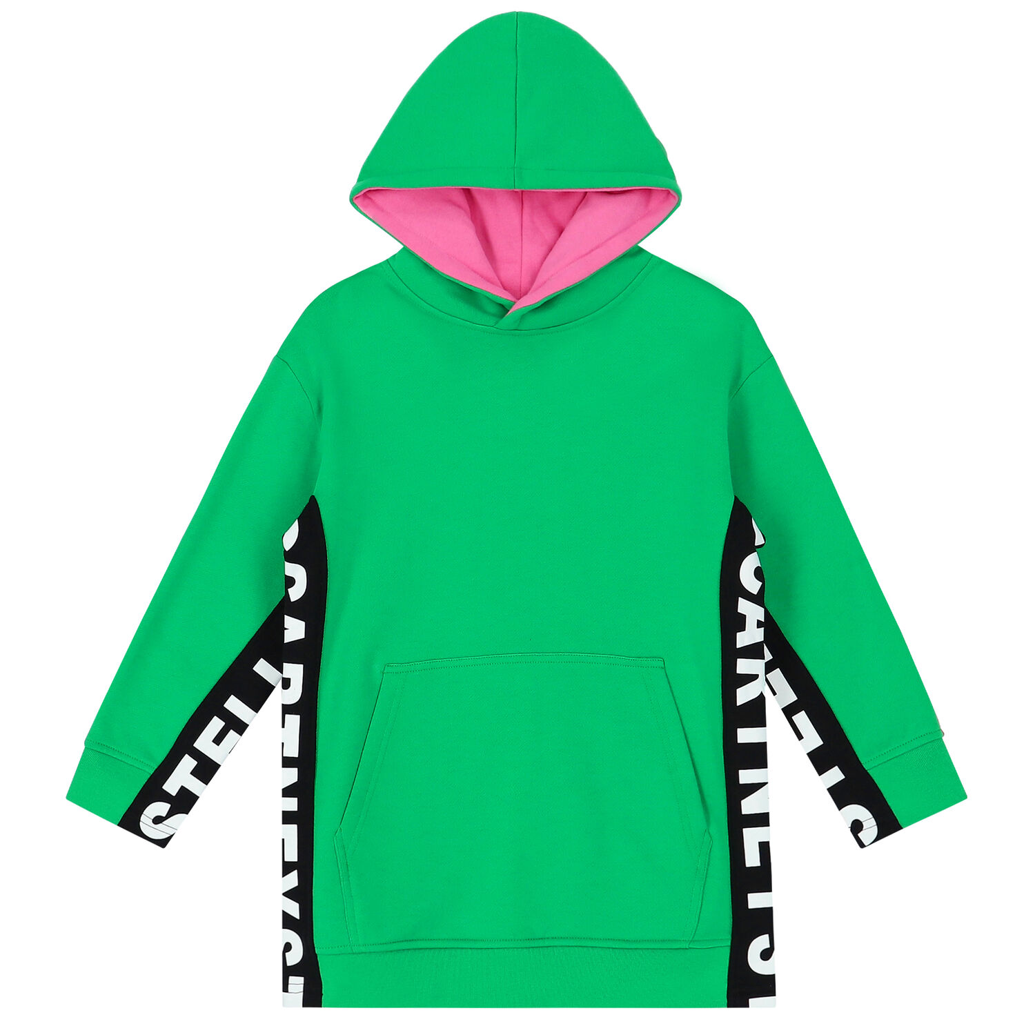Girls Green & Pink Logo Hooded Dress, 1, hi-res