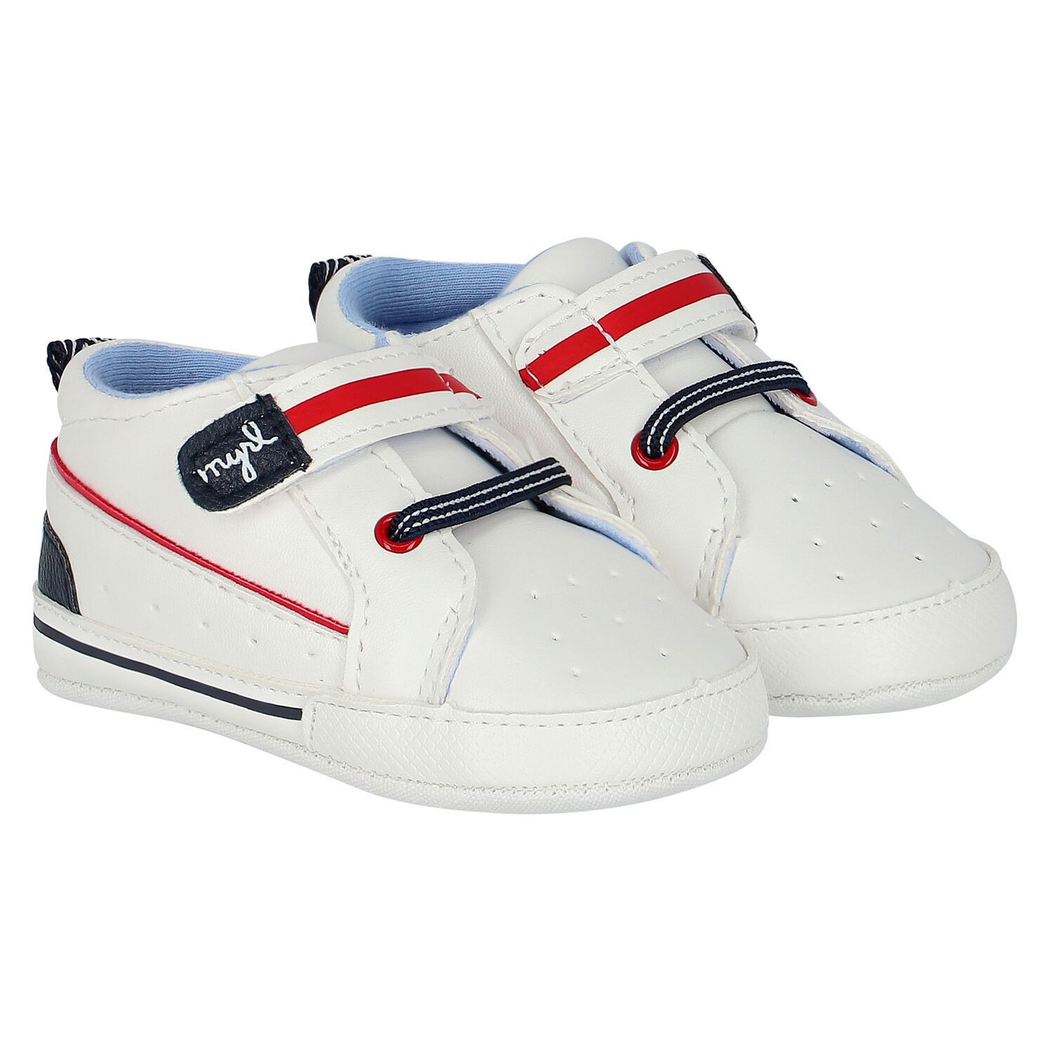 Baby Boys White Logo Pre Walker Shoes, 1, hi-res