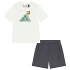 Boys White & Grey Minecraft Shorts Set, 1, hi-res
