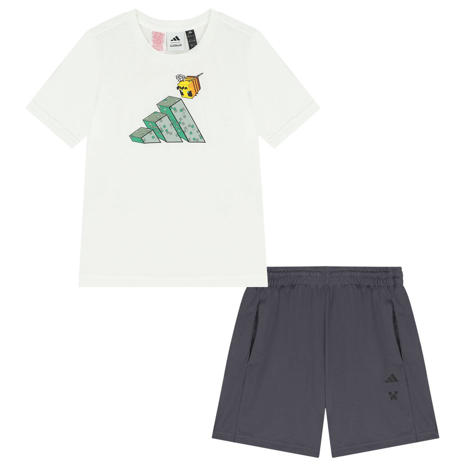 Boys White & Grey Minecraft Shorts Set, 1, hi-res