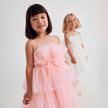 Girls Pink Ruffle Tulle Dress