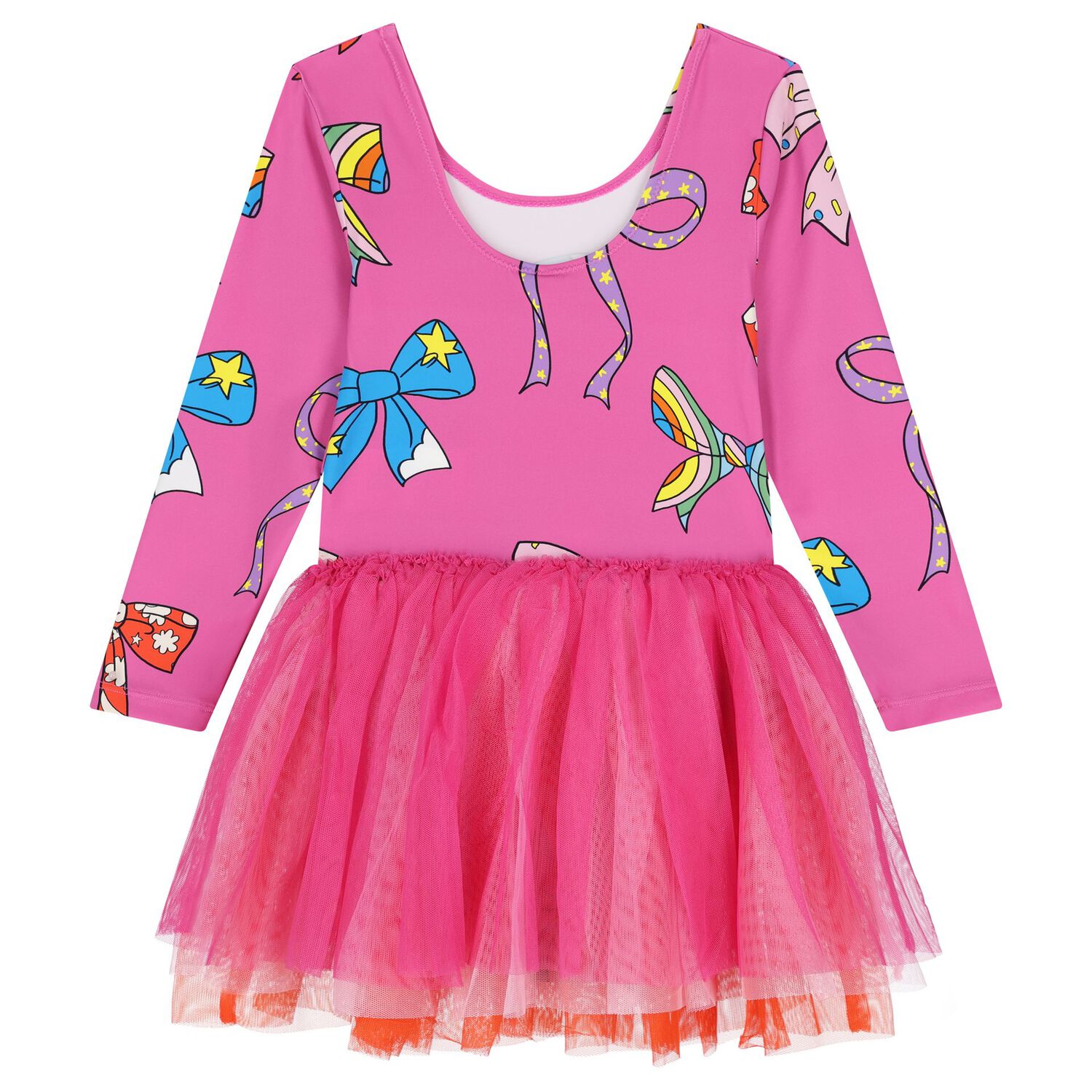 Girls Pink Bow Dress, 1, hi-res