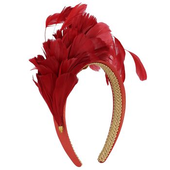 Girls Red Feather Headband