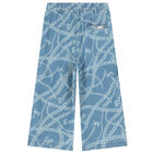 Girls Blue Chambray Logo Trousers, 1, hi-res