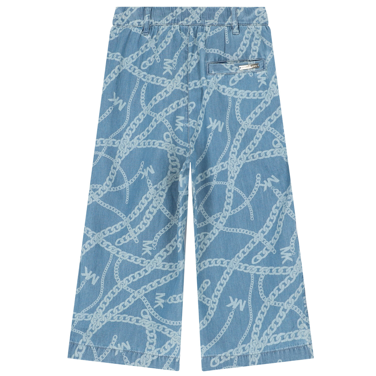 Girls Blue Chambray Logo Trousers, 1, hi-res