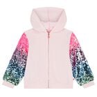 Girls Pink Sequin Hooded Zip Up Top, 1, hi-res
