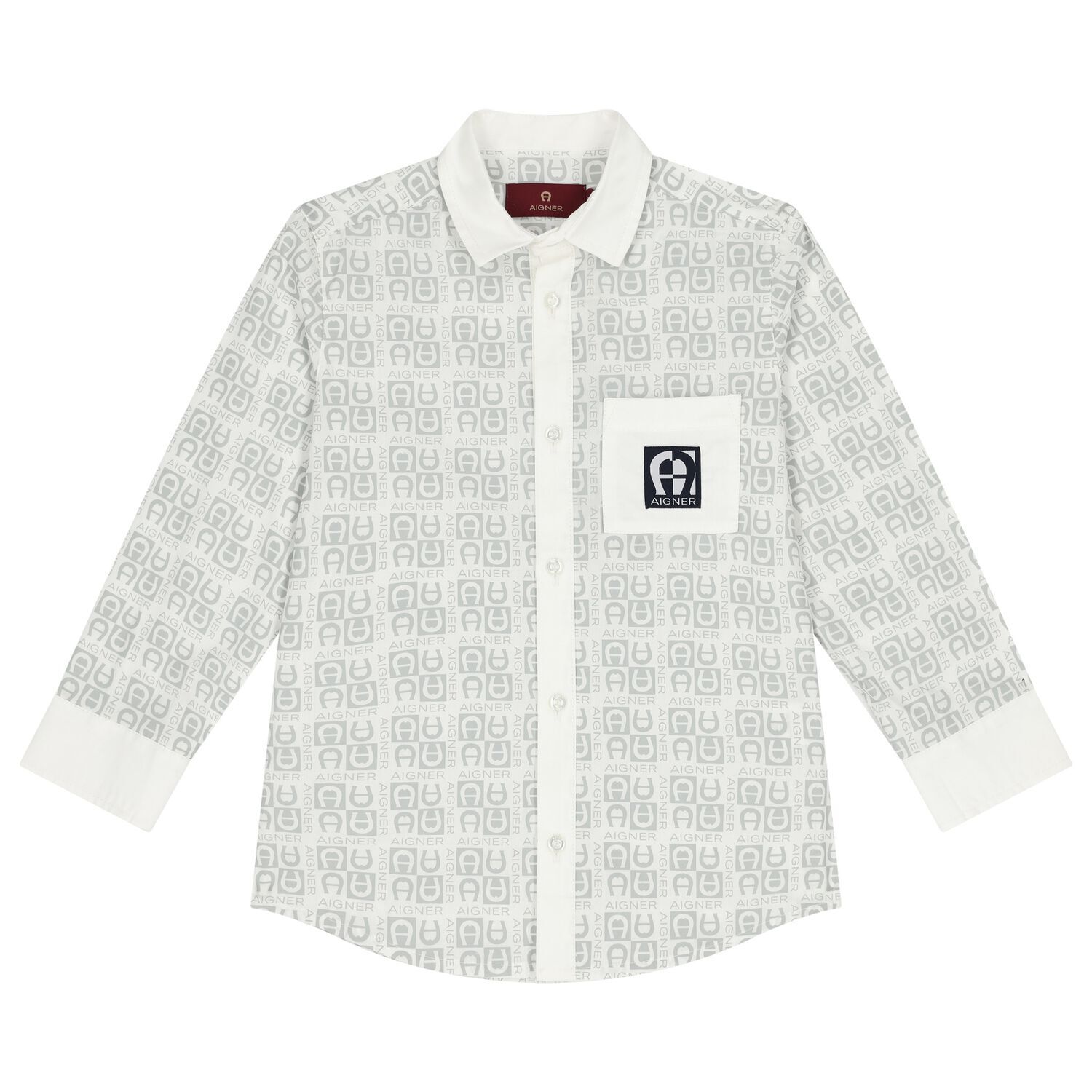 Boys White & Grey Logo Shirt, 1, hi-res