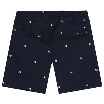 Boys Navy Blue Logo Flag Shorts
