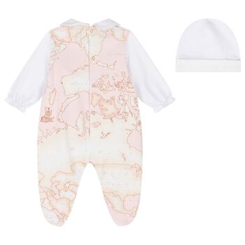 Baby Girls White & Pink Geo Map Babygrow Gift Set