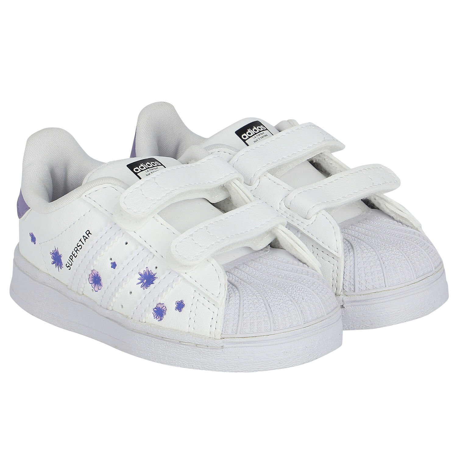 White & Purple Superstar Trainers, 1, hi-res
