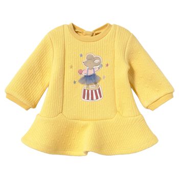 Baby Girls Yellow Mouse Quilted Dress