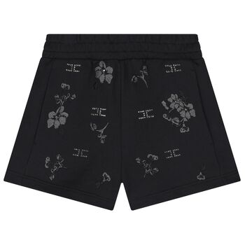 Girls Black Floral Shorts