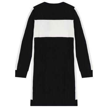 Girls Black & Ivory Logo Sweatshirt Dress