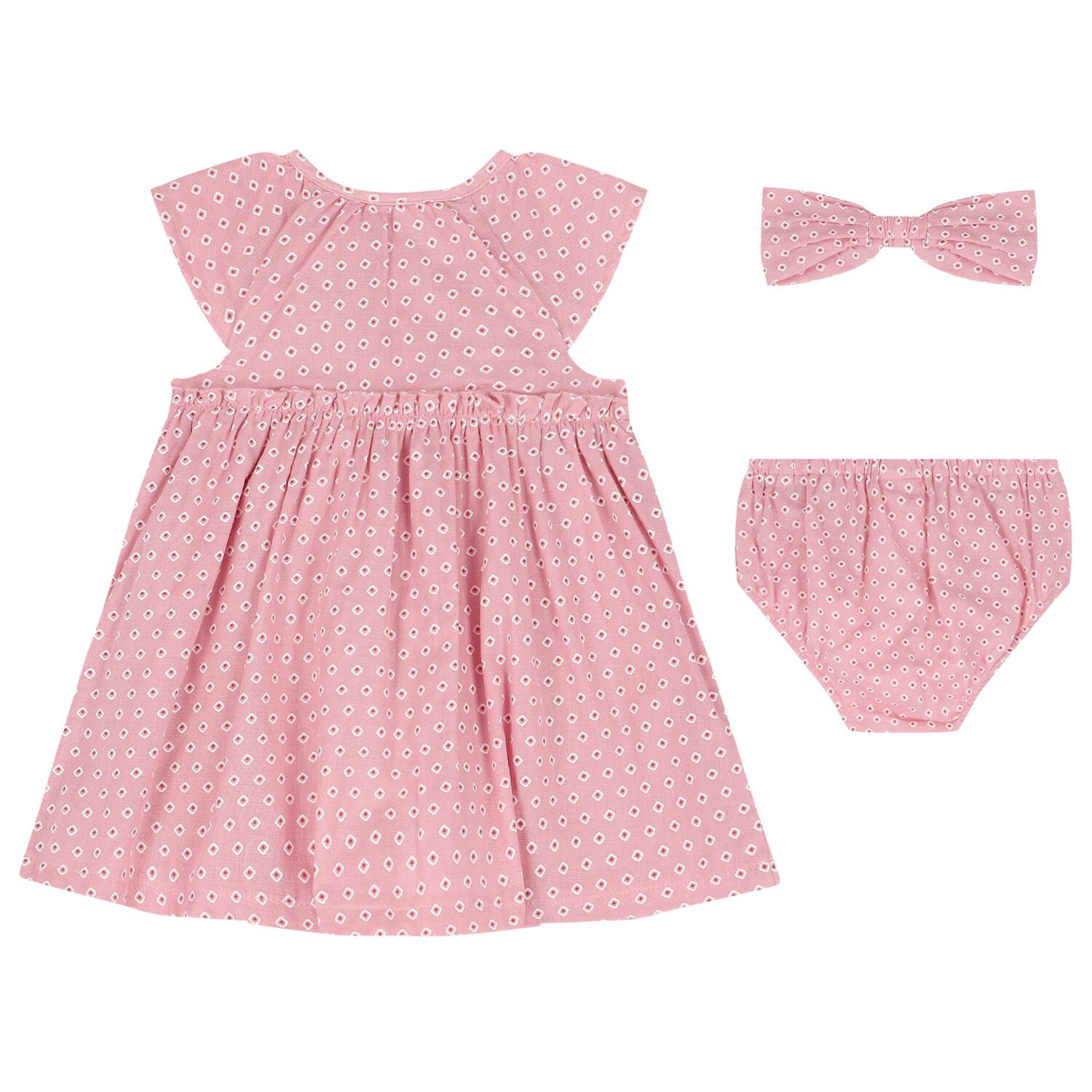 Baby Girls Pink Dress & Headband Set, 1, hi-res