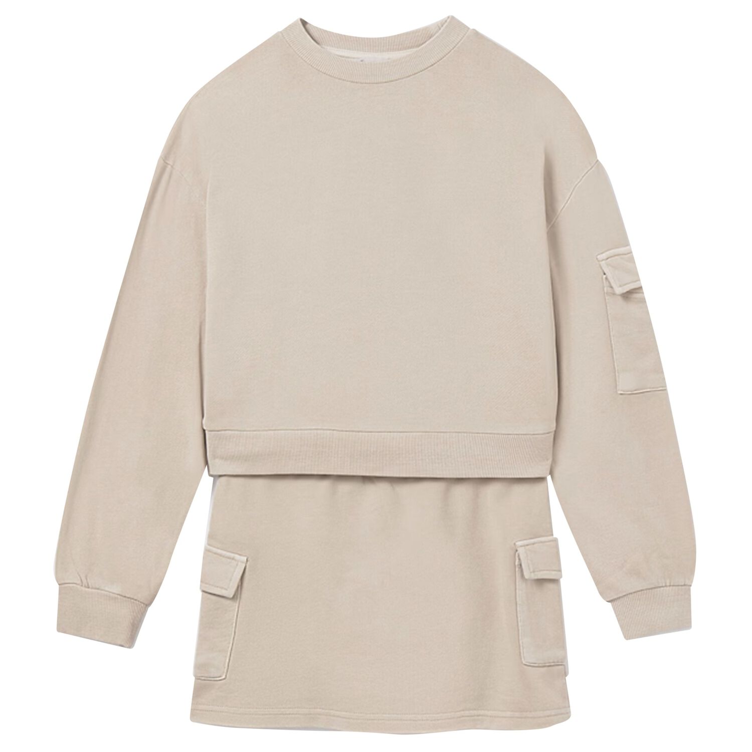 Girls Grey Cargo Skirt Set, 1, hi-res