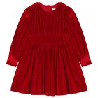 Girls Red Long Sleeve Dress, 1, hi-res