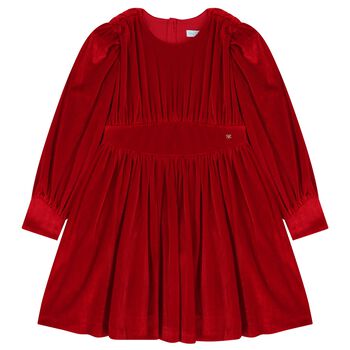 Girls Red Long Sleeve Dress