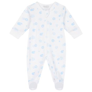 Baby Boys White & Blue Sheep Babygrow