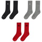 Boys Black, Red & Grey Jordan Logo Socks ( 3-Pack ) , 1, hi-res