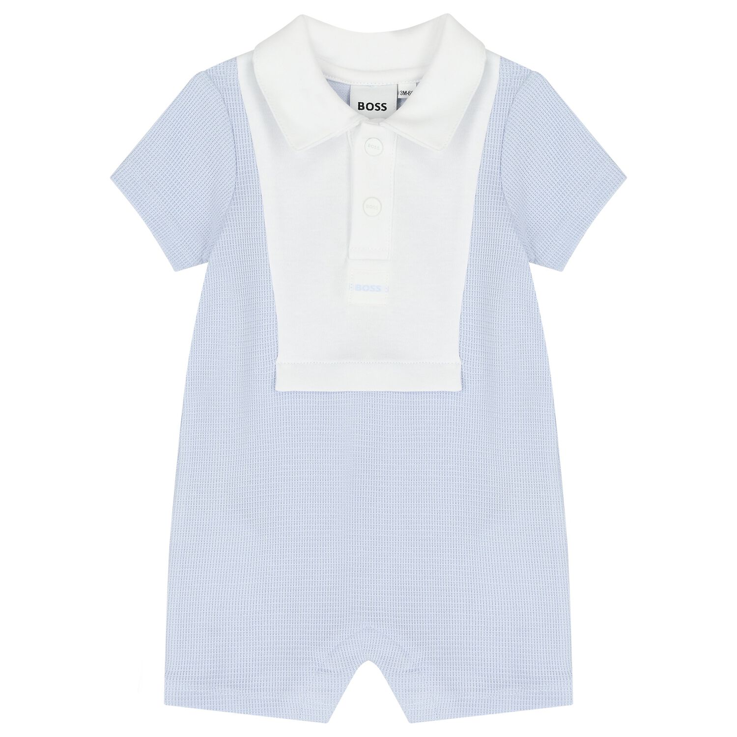 Baby Boys White & Blue Romper, 1, hi-res