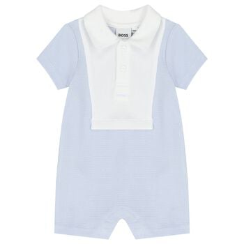 Baby Boys White & Blue Romper