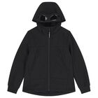 Boys Black Hooded Jacket , 1, hi-res