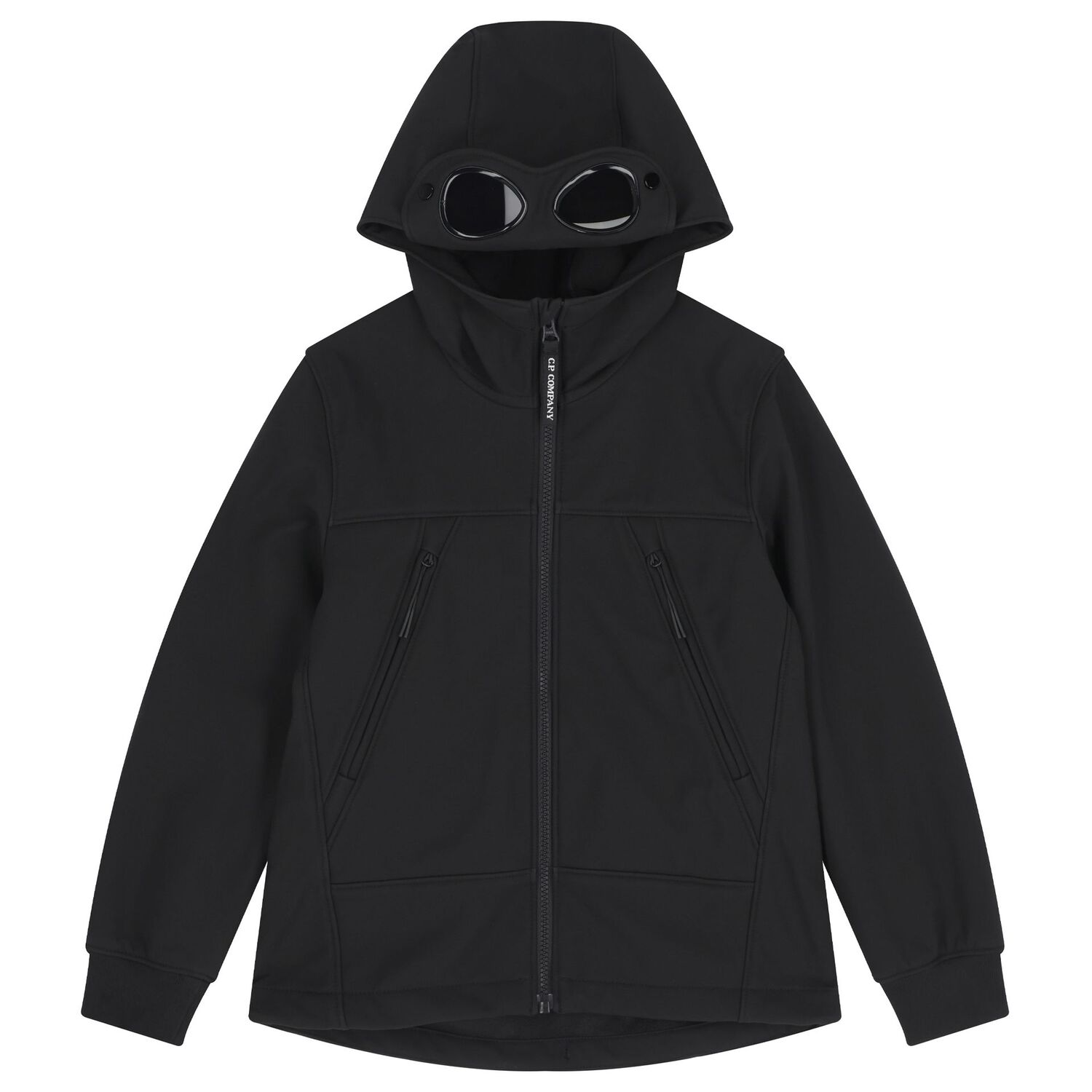 Boys Black Hooded Jacket , 1, hi-res