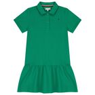 Girls Green Logo Polo Dress, 1, hi-res
