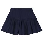 Girls White & Navy Blue Skort Set, 1, hi-res