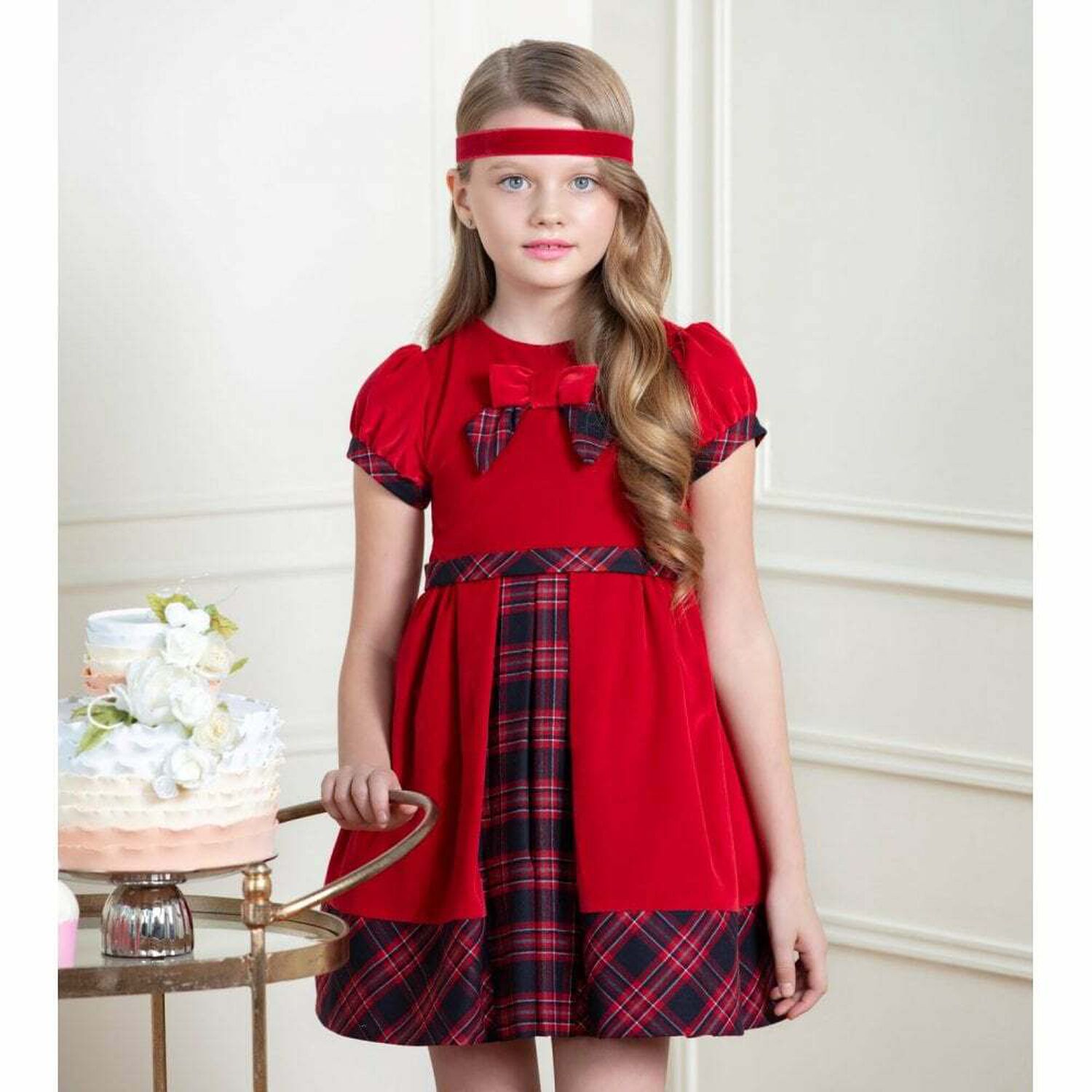 Girls Red Tartan Dress, 1, hi-res image number null