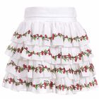 Girls White Cherry Print Skirt, 1, hi-res