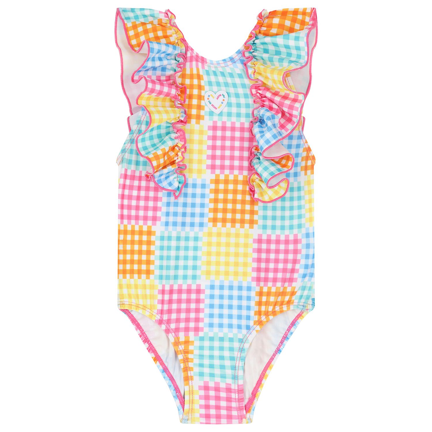 Girls Multi-Color Gingham Swimsuit, 1, hi-res
