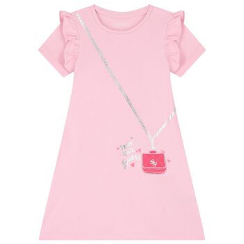 Girls Pink Logo Bag Dress