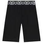 Younger Boys Black Logo Bermuda Shorts, 1, hi-res