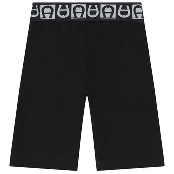 Younger Boys Black Logo Bermuda Shorts