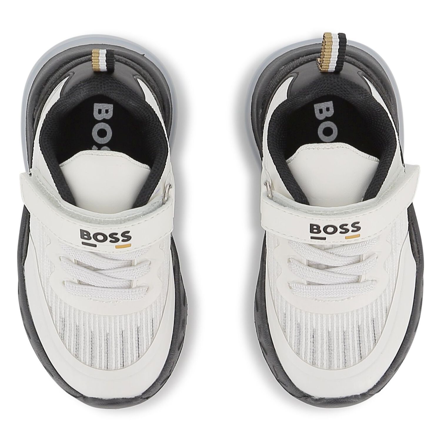 Boys White Logo Trainers, 1, hi-res