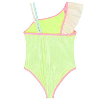 Girls Green Ruffled Swimsuit