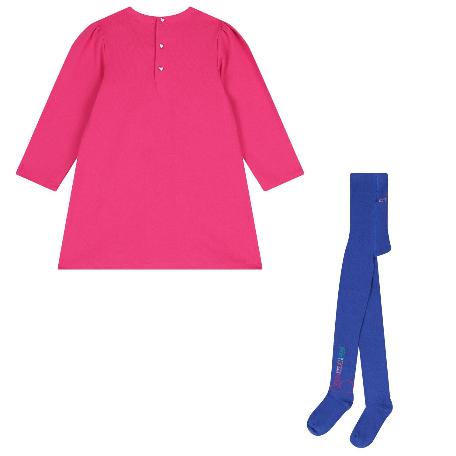 Girls Pink & Blue Bow Dress Set, 2, hi-res
