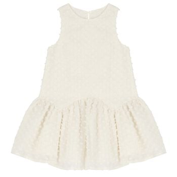 Girls White Sleeveless Tiered Dress