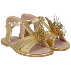 Girls Gold Butterfly Sandals, 1, hi-res