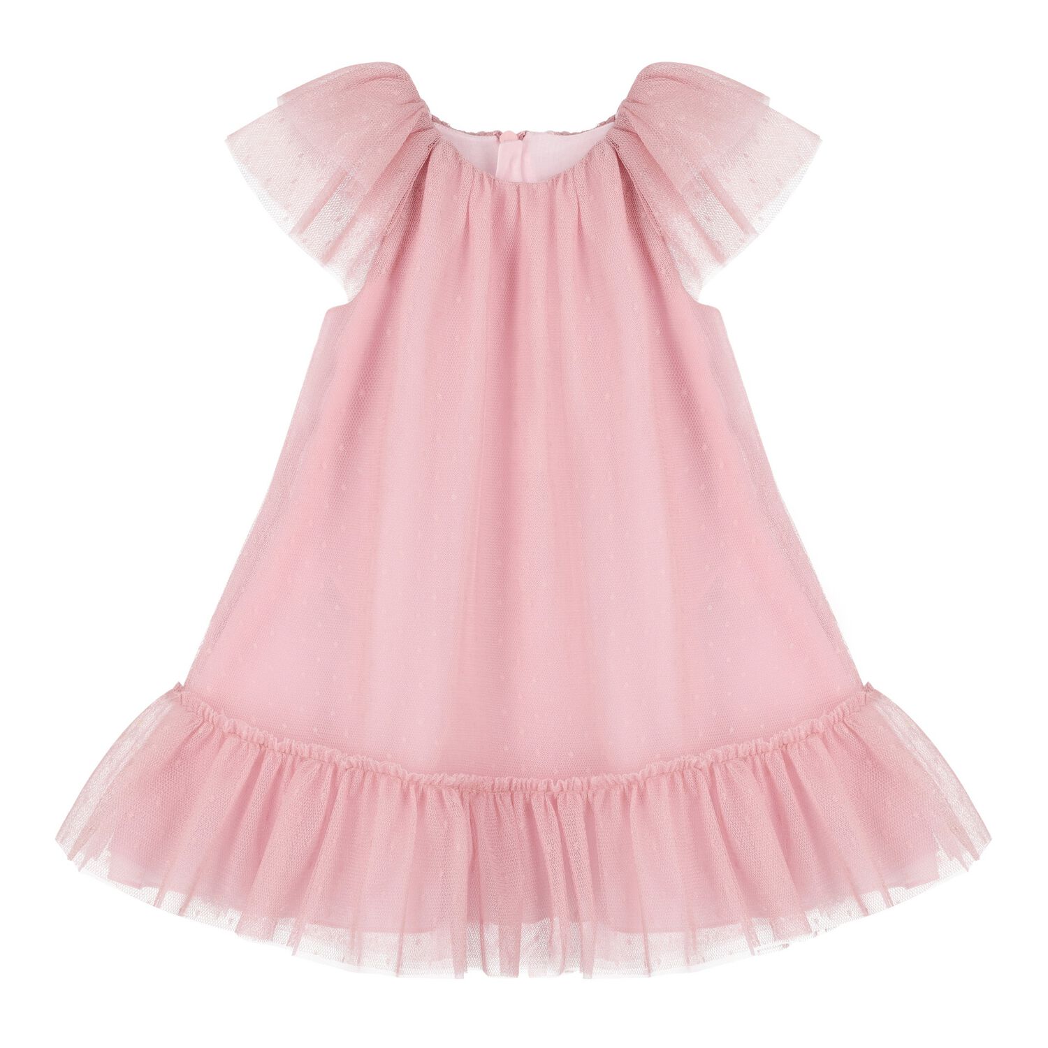 Baby Girls Pink Tulle Dress, 1, hi-res
