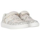 Girls Ivory & Gold Logo Trainers, 1, hi-res