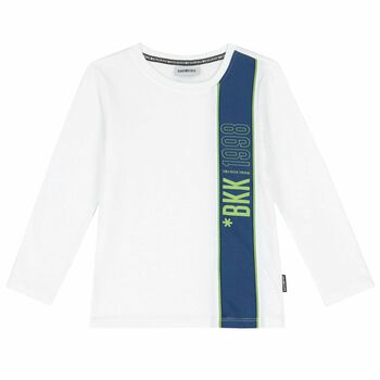 Boys White Logo Long Sleeve Top