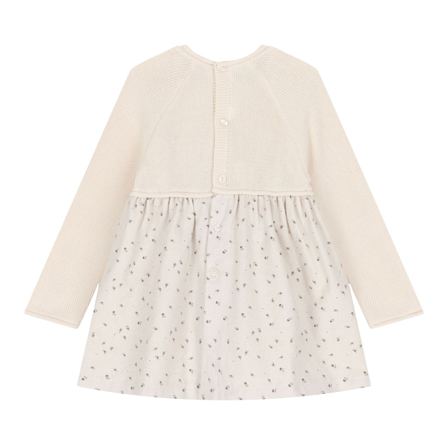Baby Girls Ivory Knitted Dress, 1, hi-res