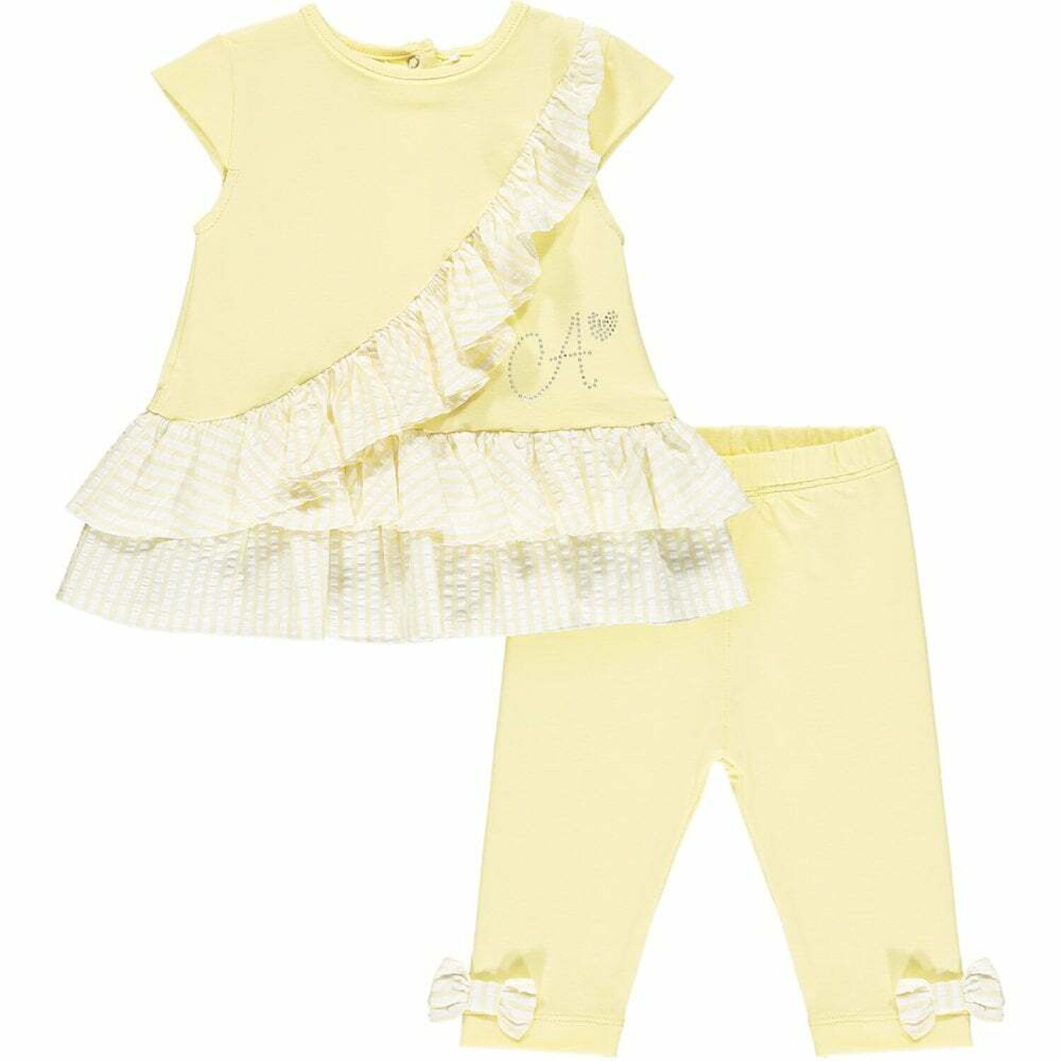 Baby Girls Yellow & White Leggings Set, 1, hi-res
