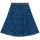 Girls Blue Logo Pleated Floral Skirt, 1, hi-res