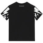 Boys Black Thunderbolt T-Shirt, 1, hi-res